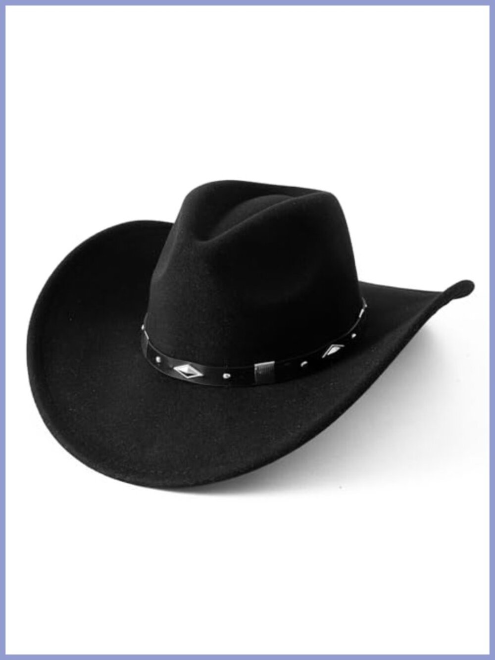 Felt Wide Brim Western Cowboy Hat with Belt Buckle Adjustable